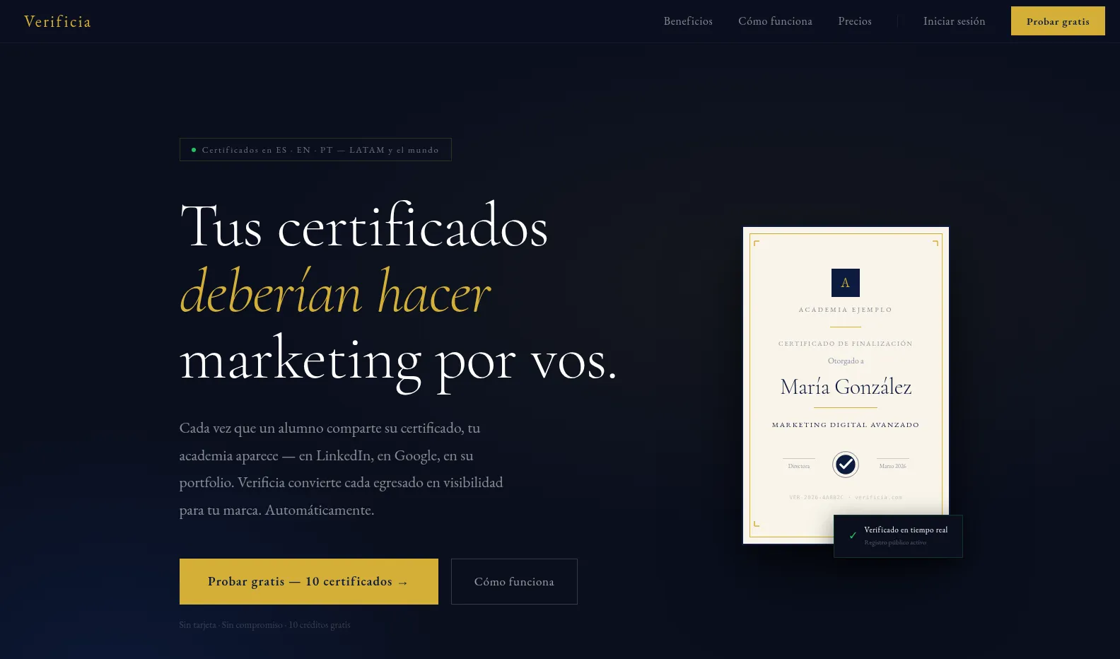 Sistema de validación digital de certificados